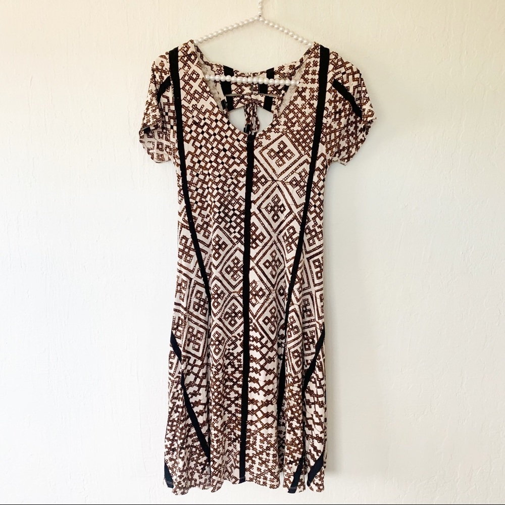 Anthropologie Bel Kazan Geometric Neutral Motif Dress - Picture 3 of 10